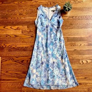 Vintage Teenflo Blue Floral Sleeveless Women’s Dress.  Size: 4.
